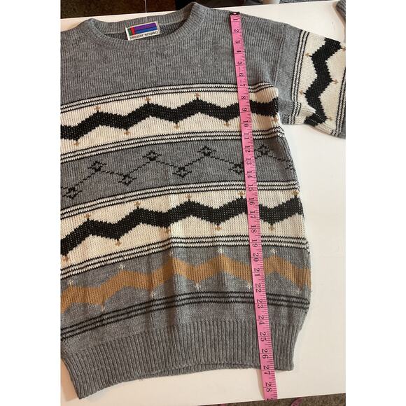 80’s Sweater Graphix Large Geometric Sweater Unisex Acrylic - Picture 7 of 7